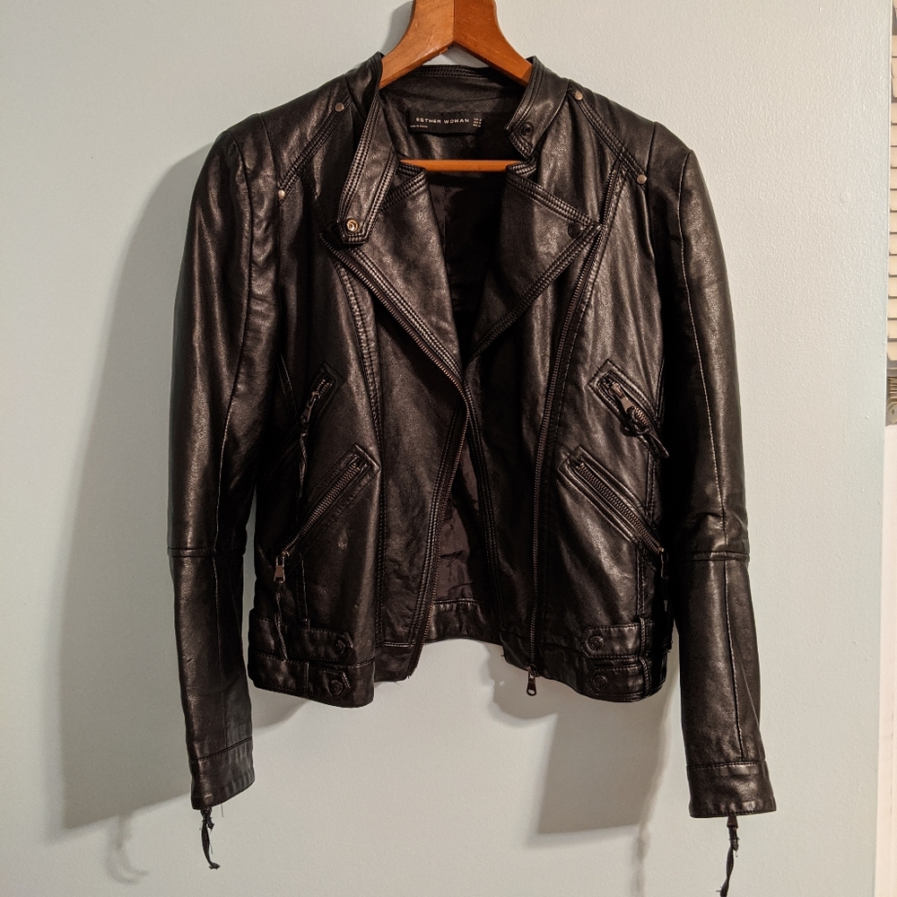 Fitted leather Moto jacket
